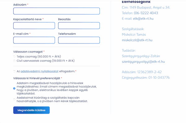 Weboldal funkció bemutatása